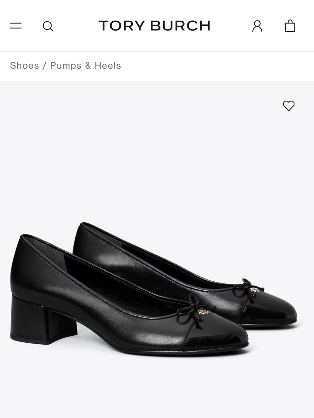 Tory Burch Cap-Toe Pump Perfect Black Patent Leather Black Cap Toe Retail: $325